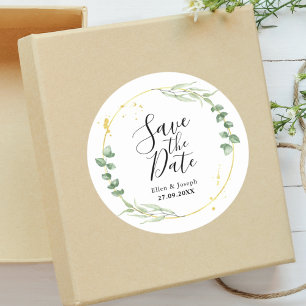 Sticker Rond Végétation aérée Mariage personnalisé Enregistrez 