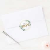 Sticker Rond Végétation C'est un garçon Eucalyptus Fête de bébé (Enveloppe)