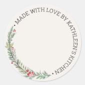 Sticker Rond Végétation De Noël Fabriquée En Blanc D'Amour (Devant)
