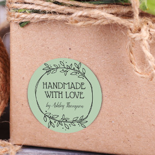 Sticker Rond Végétation élégante fabriquée à la main avec amour