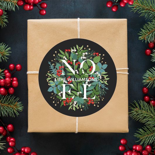 Sticker Rond Végétation et baies de NOEL