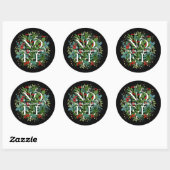 Sticker Rond Végétation et baies de NOEL (Feuille)
