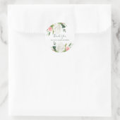 Sticker Rond Végétation et floral rose aquarelle | Merci (Sac)