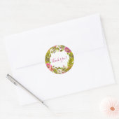 Sticker Rond Végétation Printemps rose Fleurs florales Mariage  (Enveloppe)
