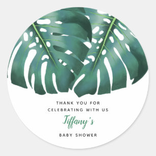 Sticker Rond Végétation tropicale Baby shower neutre genre