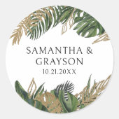Sticker Rond Végétation tropicale Botanique Mariage Boho d'été (Devant)