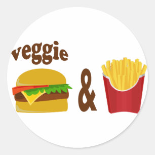 Sticker Rond Veggie Burger et Fries