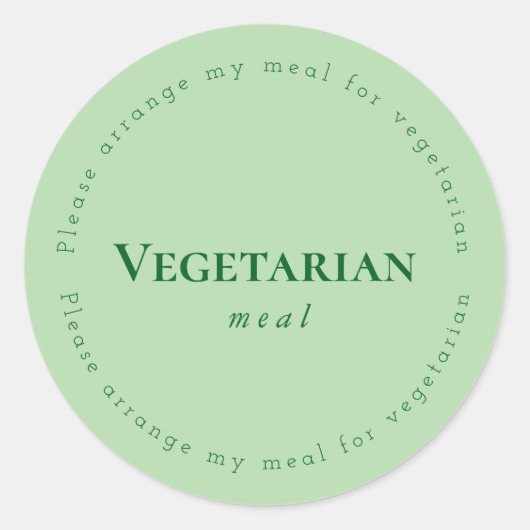 Sticker Rond Vegitarian meal Request Sticker, Green (Devant)