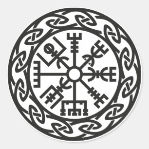 Sticker Rond Vegvísir, Islande, le charme du voyageur, la prot