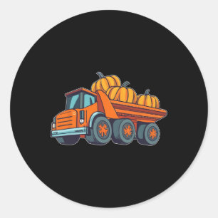 Sticker Rond Véhicule de construction Halloween Camion Citrouil