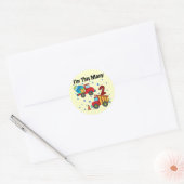 Sticker Rond Véhicules de construction 2e cadeau d'anniversaire (Enveloppe)