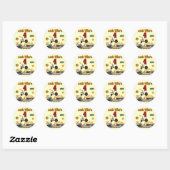 Sticker Rond Véhicules de construction 4e chemises d'anniversai (Feuille)