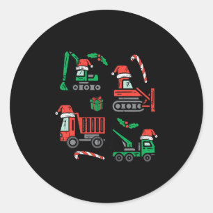 Sticker Rond Véhicules de construction de Noël pour enfants Cam