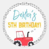 Sticker Rond Véhicules de construction Garçon fête d'anniversai (Devant)