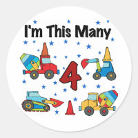 Véhicules de construction T-shirts 4e anniversaire