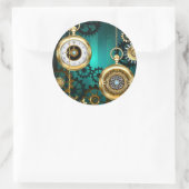Sticker Rond Veille bijoux Steampunk sur un Arrière - plan vert (Sac)