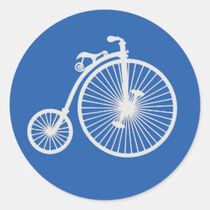 Sticker Rond Vélo blanc vintage sur bleu