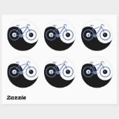 Sticker Rond Vélo bleu Yin Yang (Feuille)