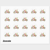 Sticker Rond Vélo d'anniversaire avec Cupcake (Feuille)