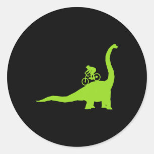 Sticker Rond Vélo de Montagne Dinosaure Cycliste Vtt