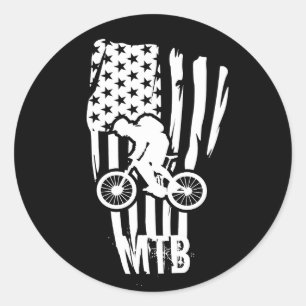 Sticker Rond Vélo de Montagne Drapeau Américain MTB 