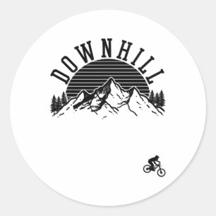 Sticker Rond Vélo de Montagne en Descente - Cadeau pour Cyclist