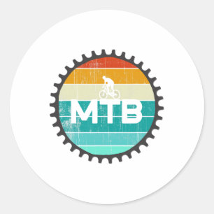 Sticker Rond Vélo de montagne vintage - Vélo rétro de descente