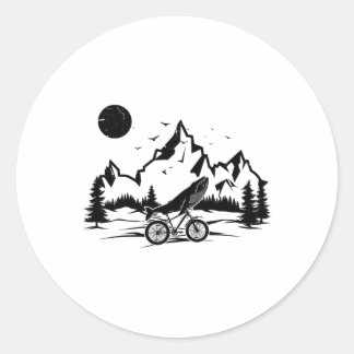 Sticker Rond Vélo de monté à baleine drôle vintage cyclisme sur