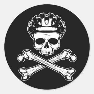 Sticker Rond Vélo ou mourir - Vélo et os croisés