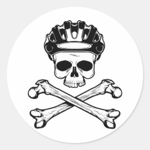 Sticker Rond Vélo ou mourir - Vélo et os croisés