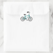 Sticker Rond Vélo Rétro Simple Bleu Bicyclette (Sac)