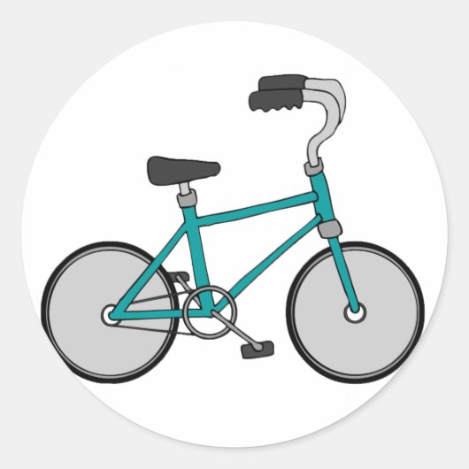 Sticker Rond Vélo Rétro Simple Bleu Bicyclette (Devant)