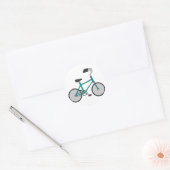 Sticker Rond Vélo Rétro Simple Bleu Bicyclette (Enveloppe)