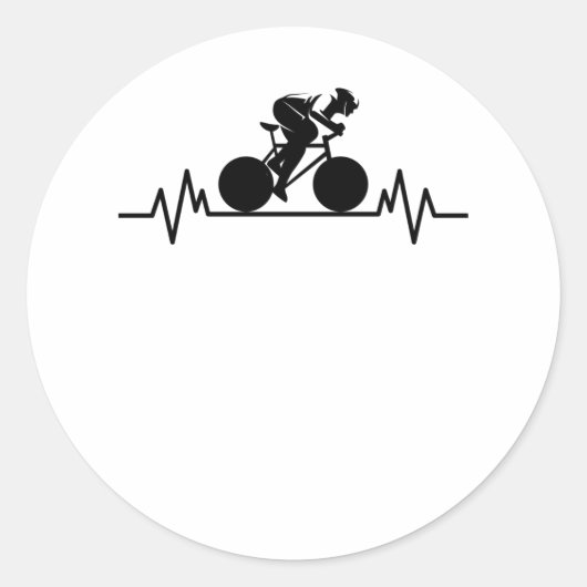Sticker Rond Vélo Road Vélo Heartbeat Design Vélo Cadeau (Devant)