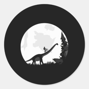 Sticker Rond Vélo sur une silhouette de lune de dinosaure Mtb M