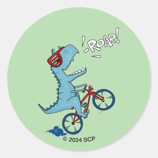 Sticker Rond Vélo T-Rex Roar (Devant)