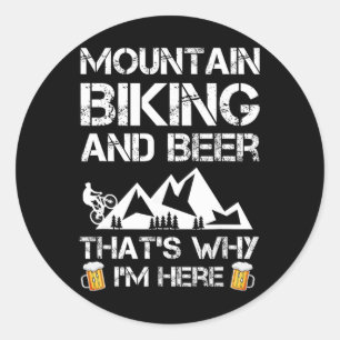 Sticker Rond Vélo Tout Terrain Et Bière Cadeau Mtb Drôle 