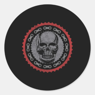 Sticker Rond Vélo Tout Terrain Mtb Crâne Vélo Vtt Descente Cycl