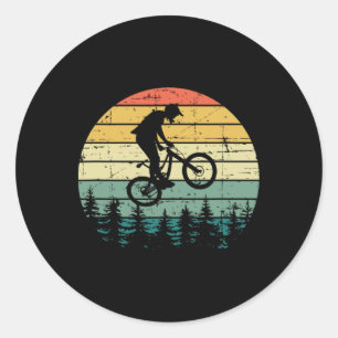 Sticker Rond Vélo tout terrain - Vélo de descente vintage - Con
