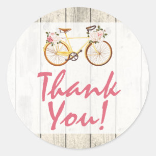 Sticker Rond Vélo Vintage Chic Shabby sur le Merci rustique