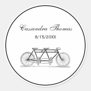 Sticker Rond Vélo vintage construit pour deux / Vélo tandem