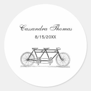 Sticker Rond Vélo vintage construit pour deux / Vélo tandem