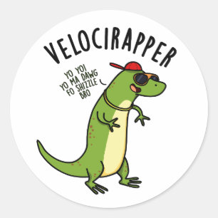 Sticker Rond Veloci-rapper Dinosaure Drôle