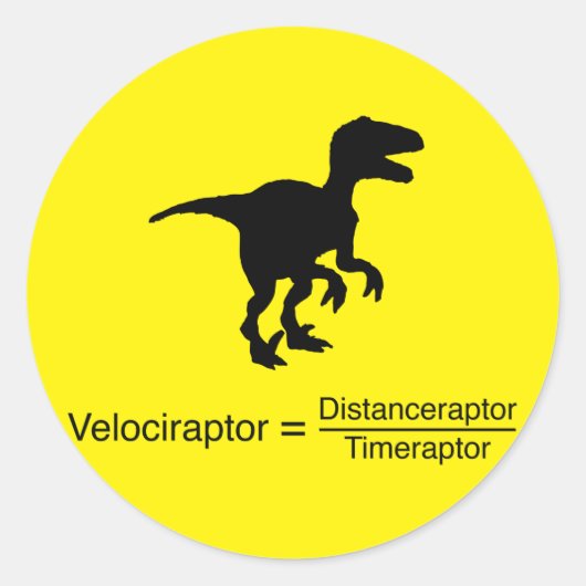 Sticker Rond velociraptor drôle de science (Devant)