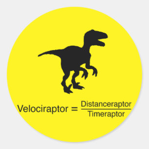 Sticker Rond velociraptor drôle de science