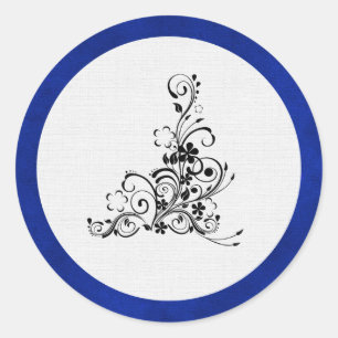 Sticker Rond Velours Bleu, Mariage à la floraison noire