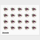 Sticker Rond Velours floral prune foncé (Feuille)