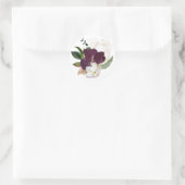 Sticker Rond Velours floral prune foncé (Sac)