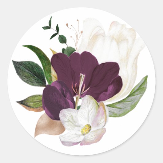 Sticker Rond Velours floral prune foncé (Devant)