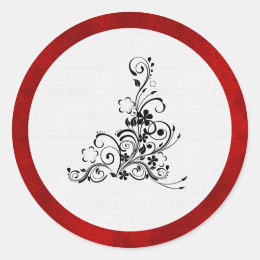 Sticker Rond Velours rouge, Mariage de la Flore Noire (Devant)